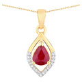Ruby Pendant With Diamonds 0.66 Carats 14K Yellow Gold