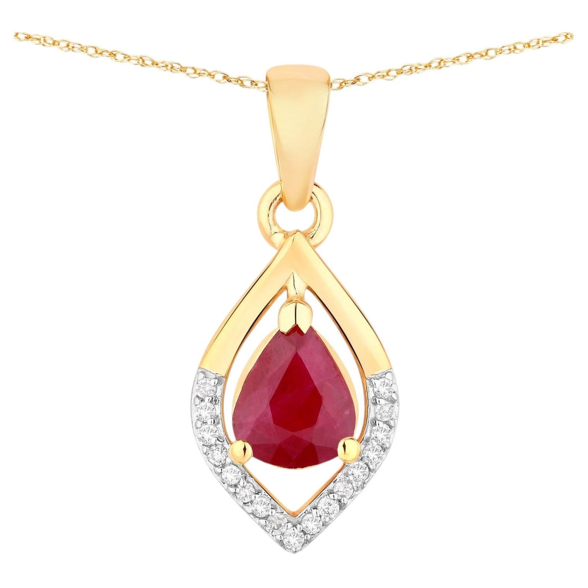 Ruby Pendant With Diamonds 0.66 Carats 14K Yellow Gold