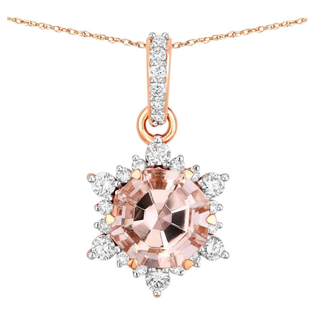 Morganite Pendant With Diamonds 1.69 Carats 14K Rose Gold