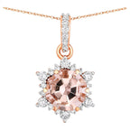 Morganite Pendant With Diamonds 1.69 Carats 14K Rose Gold