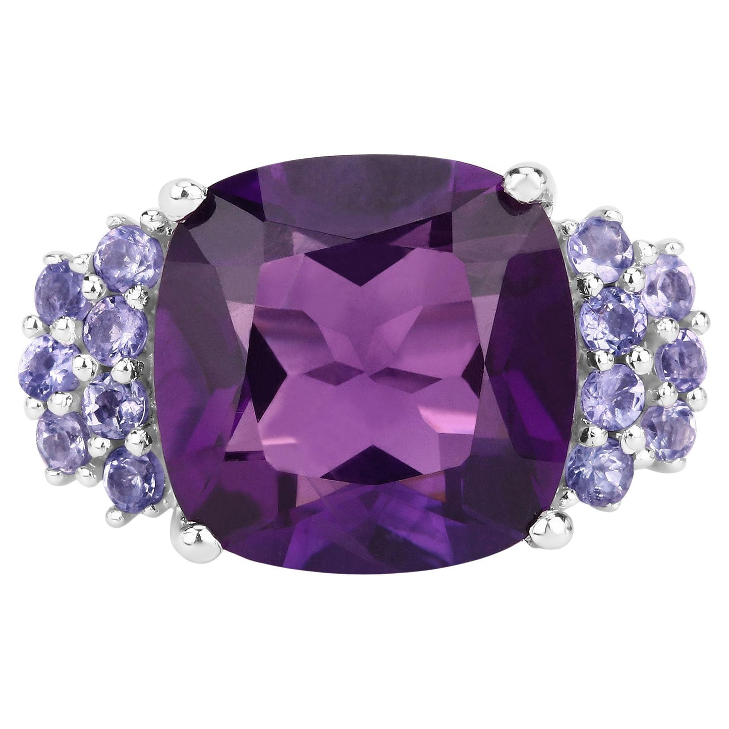 Amethyst Ring With Tanzanite 6.32 Carats Sterling Silver