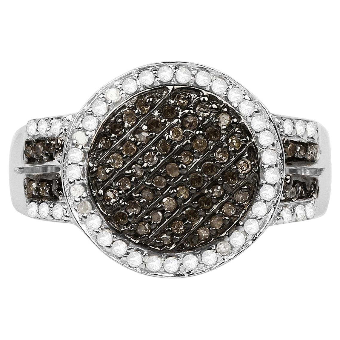Multicolor Diamond Ring 0.42 Carats Sterling Silver