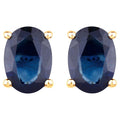 Blue Sapphire Stud Earrings 1.88 Carats 10K Yellow Gold