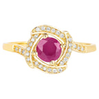 Ruby Ring With Diamonds 0.6 Carats 14K Yellow Gold