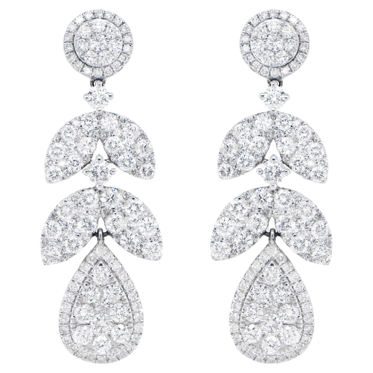 Diamond Chandelier Earrings 3.77 Carats 18K White Gold