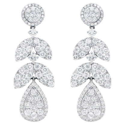 Diamond Chandelier Earrings 3.77 Carats 18K White Gold