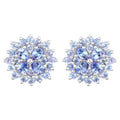 Tanzanite Cluster Stud Earrings 2.55 Carats