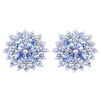 Tanzanite Cluster Stud Earrings 2.55 Carats