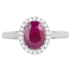 Ruby Ring With Diamonds 1.56 Carats 10K White Gold