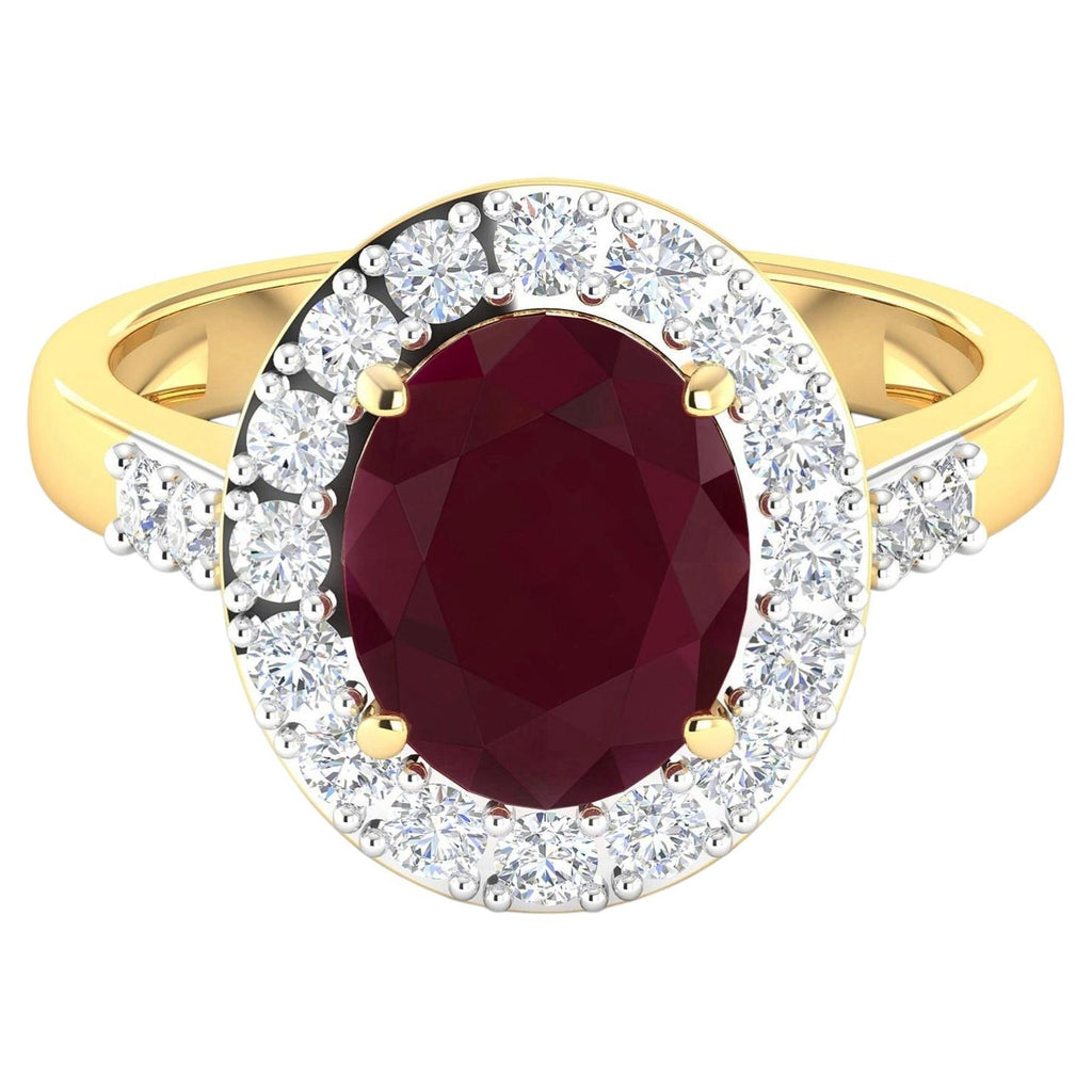 Ruby Ring With Diamonds 3.22 Carats 14K Yellow Gold
