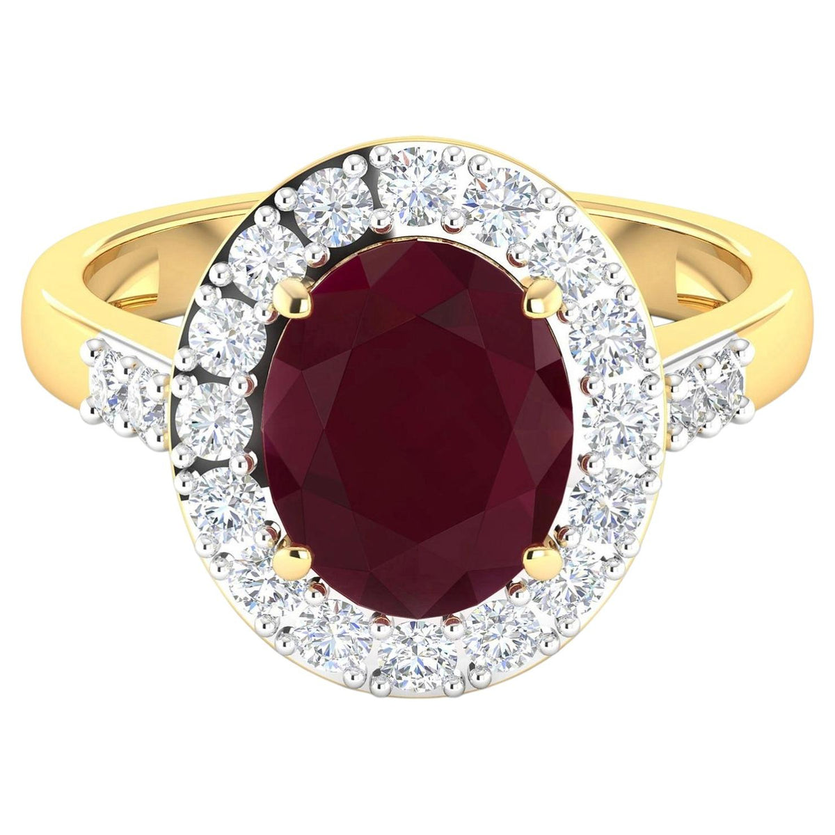 Ruby Ring With Diamonds 3.22 Carats 14K Yellow Gold