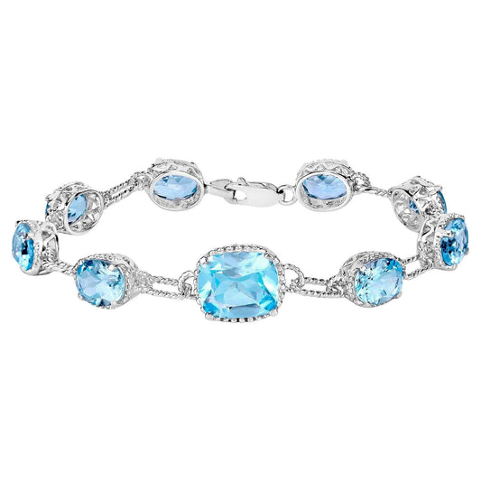 Blue Topaz Bracelet 20.7 Carats Sterling Silver