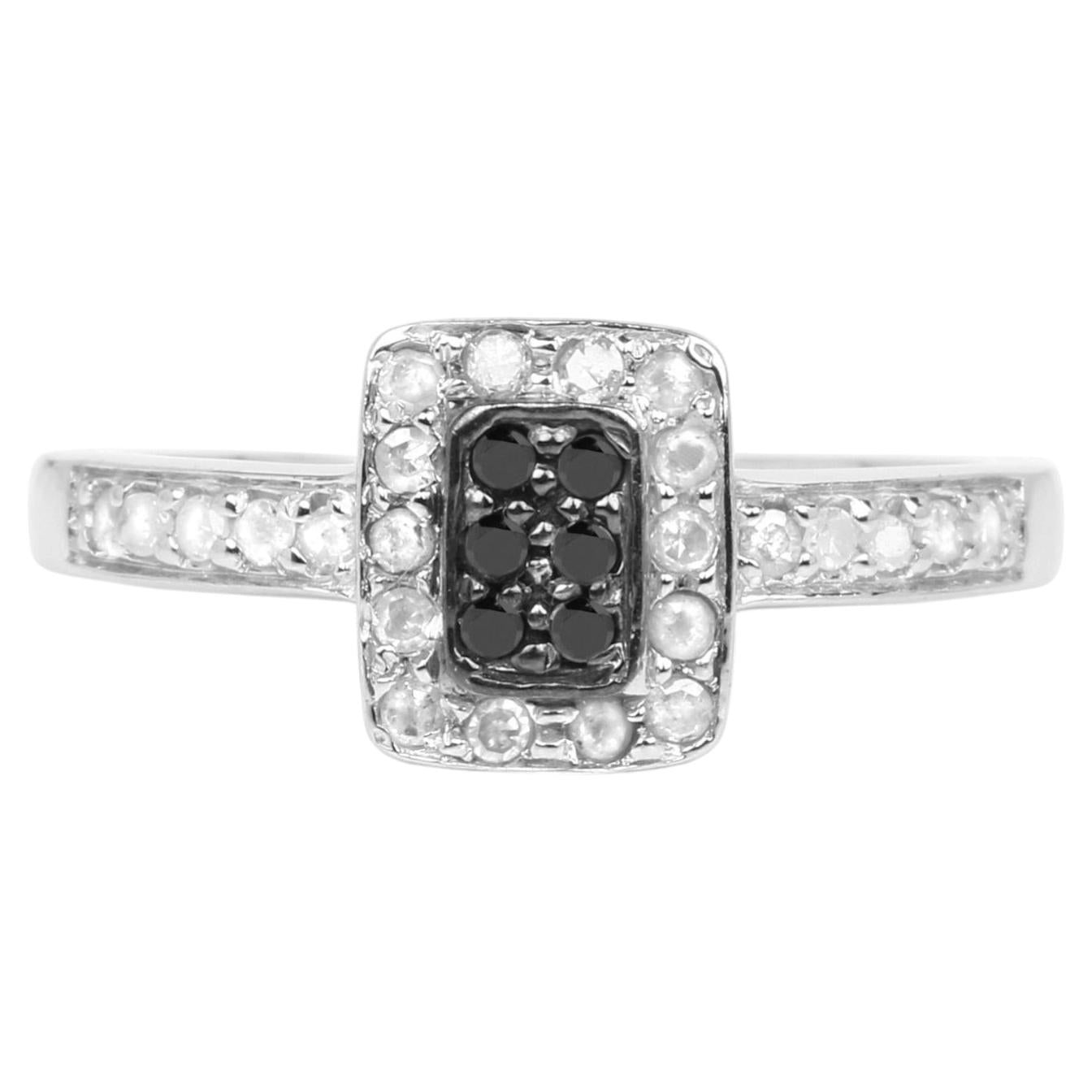 Multicolor Diamond Ring 0.32 Carats Sterling Silver