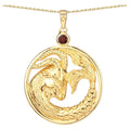 Garnet Capricorn Pendant 0.28 Carats Gold Plated Silver