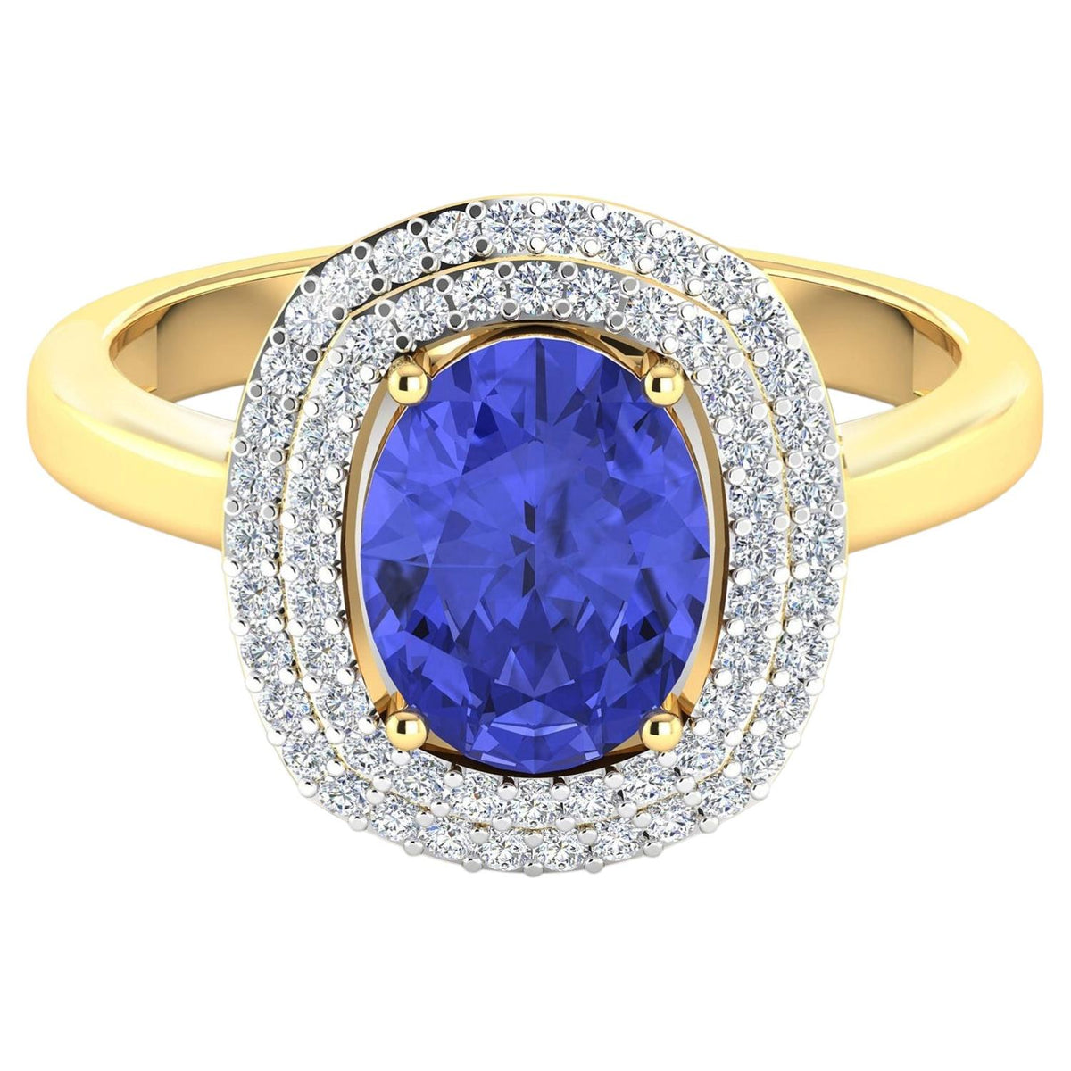 Tanzanite Ring With Diamonds 1.96 Carats 14K Yellow Gold
