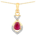 Ruby Pendant With Diamonds 0.82 Carats 14K Yellow Gold