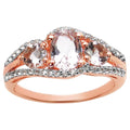 Morganite Ring With White Topaz 1.34 Carats Gold Plated Silver