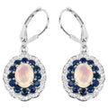 Ethiopian Opal Dangle Earrings Blue Sapphire 2.7 Carats Silver