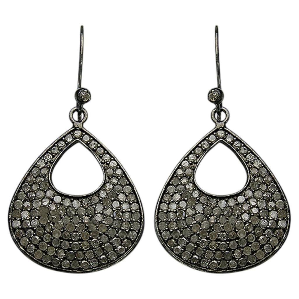 Diamond Cluster Earrings 3.14 Carats Sterling Silver