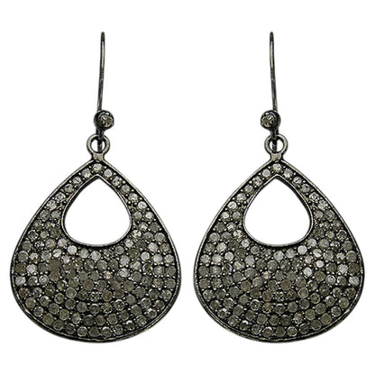 Diamond Cluster Earrings 3.14 Carats Sterling Silver