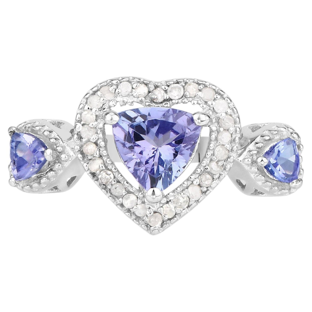 Tanzanite Ring With Diamonds 1.04 Carats Sterling Silver