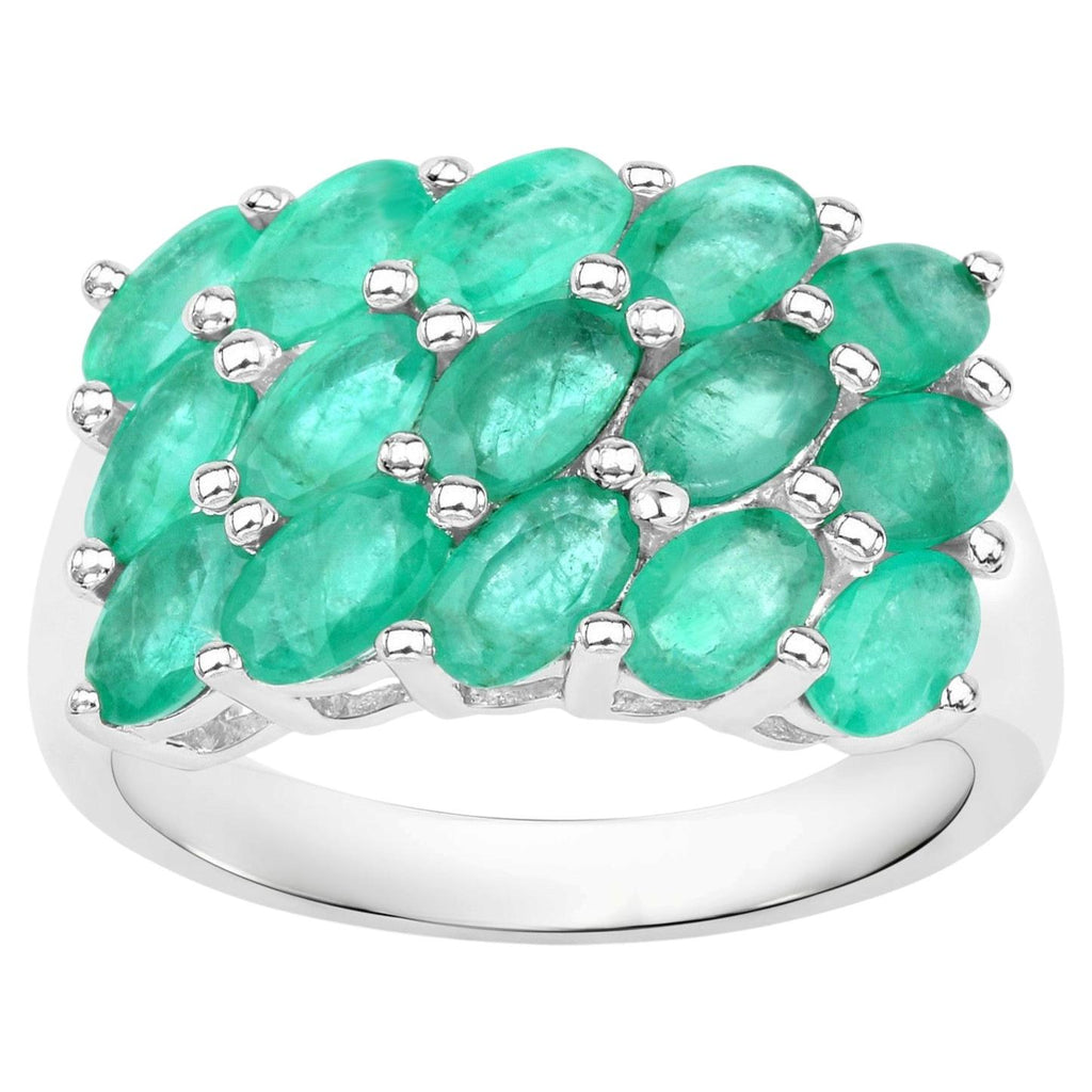 Emerald Ring 2.98 Carats Sterling Silver