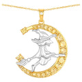Citrine Witch Pendant With White Topaz 0.98 Carats Gold Plated Silver