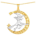 Citrine Witch Pendant With White Topaz 0.98 Carats Gold Plated Silver
