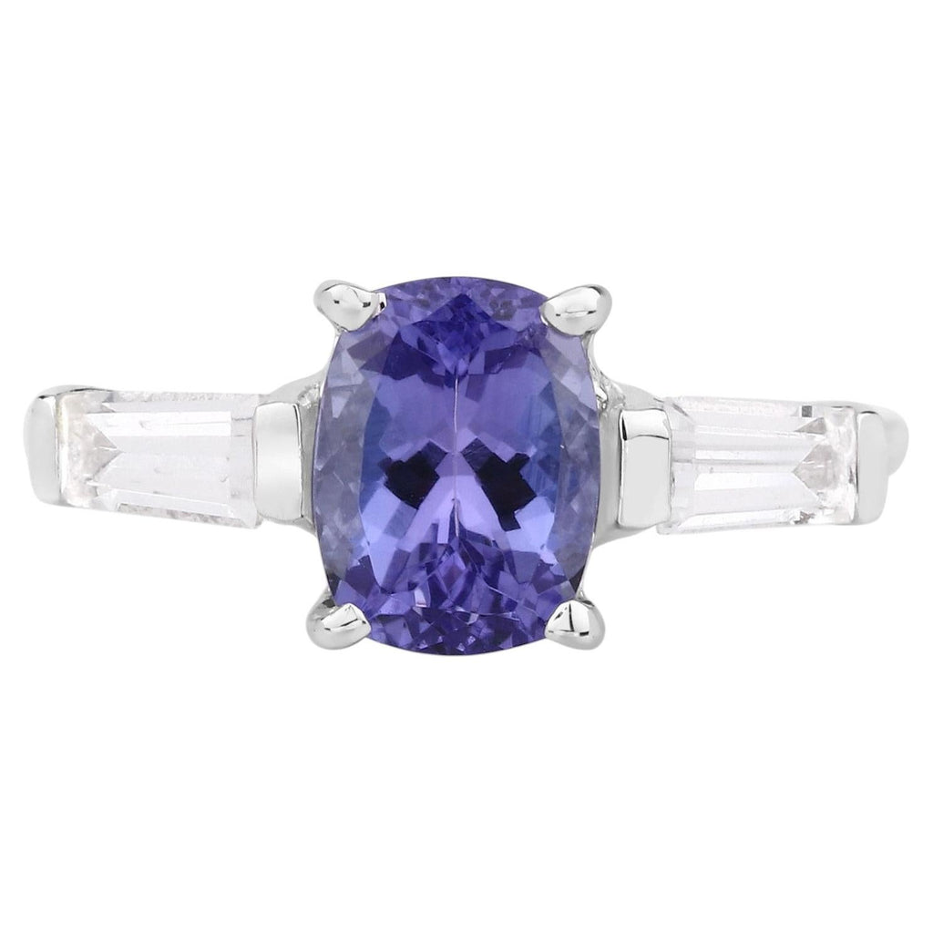 Tanzanite Ring With White Topaz 1.96 Carats Sterling Silver