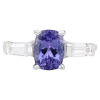 Tanzanite Ring With White Topaz 1.96 Carats Sterling Silver