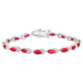 Ruby Bracelet With Diamonds 6.74 Carats 14K White Gold