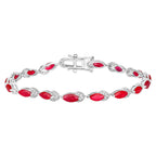 Ruby Bracelet With Diamonds 6.74 Carats 14K White Gold