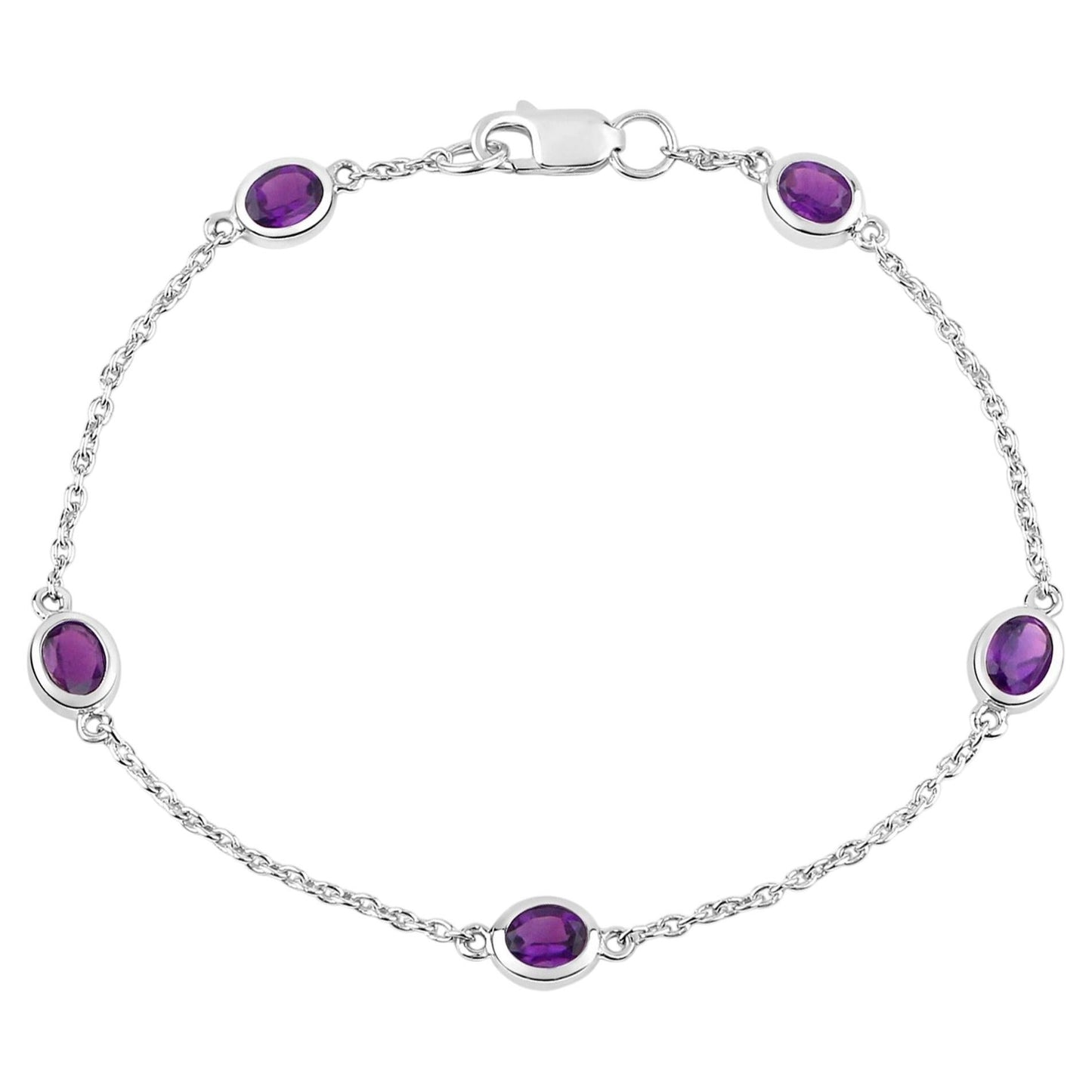 Amethyst Bracelet 1.68 Carats Sterling Silver