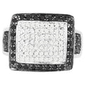 White Diamond Ring With Black Diamonds 0.58 Carats Sterling Silver