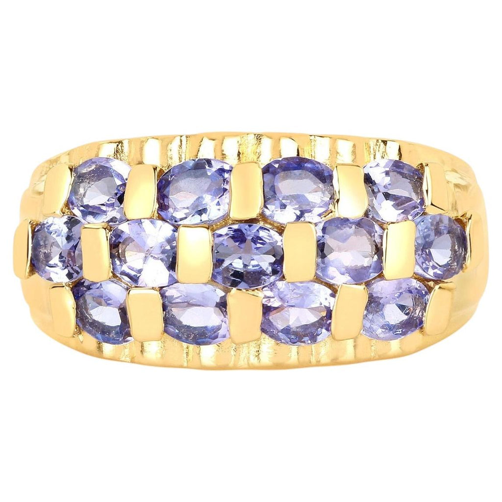 Tanzanite Ring 2.2 Carats Gold Plated Silver