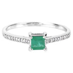 Zambian Emerald Ring With Diamonds 0.64 Carats 14K White Gold
