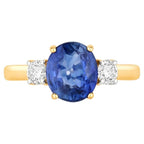 Blue Sapphire Ring With Diamonds 2.7 Carats 18K Yellow Gold