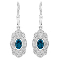 London Blue Topaz Earrings With White Topaz 1.26 Carats Sterling Silver