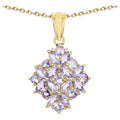 Tanzanite Flower Pendant 2.54 Carats Gold Plated Silver