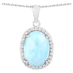 Larimar Pendant With White Topaz 13.5 Carats Sterling Silver