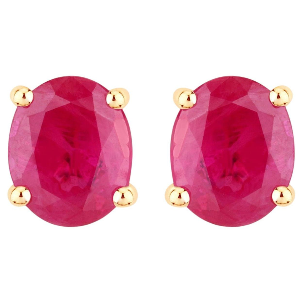 Ruby Stud Earrings 0.58 Carats 14K Yellow Gold