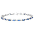Blue Sapphire Tennis Bracelet 4.16 Carats Sterling Silver