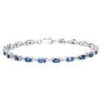 Blue Sapphire Tennis Bracelet 4.16 Carats Sterling Silver