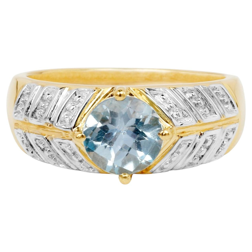 Blue Topaz Ring 1.68 Carats Gold Plated Silver