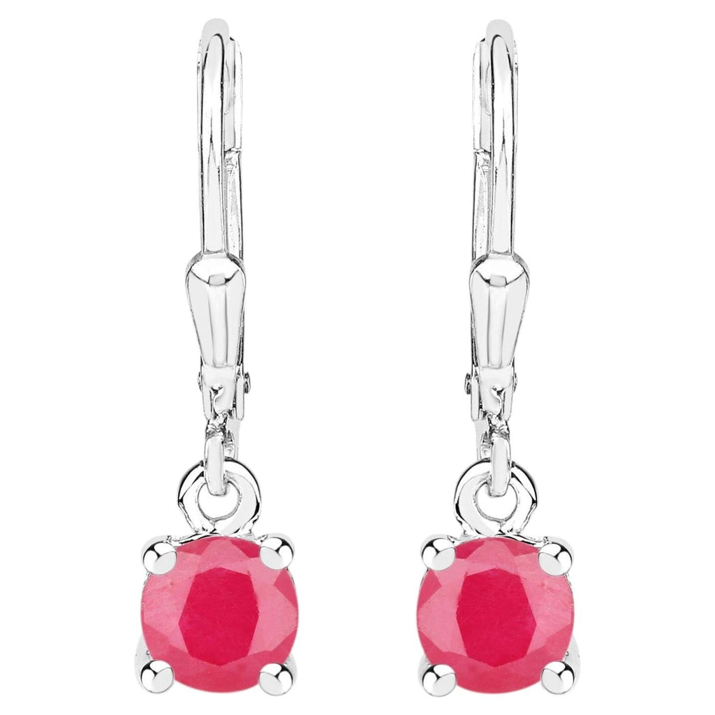 Natural Ruby Earrings 1.18 Carats Sterling Silver