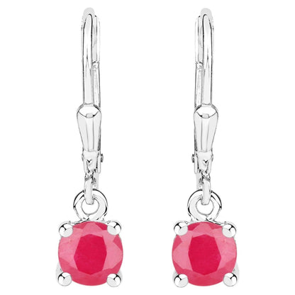 Natural Ruby Earrings 1.18 Carats Sterling Silver