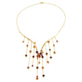 Hessonite Necklace With Garnet 15.8 Carats Gold Plated Silver