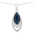 Blue Sapphire Pendant With Diamonds 1.38 Carats 14K White Gold