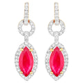 Ruby Earrings Diamonds 1.2 Carats 14K Yellow Gold