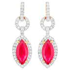 Ruby Earrings Diamonds 1.2 Carats 14K Yellow Gold
